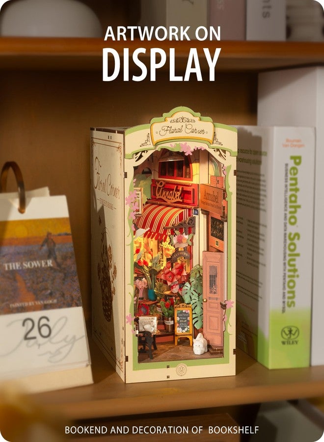 Wowood DIY Book Nook Floral Corner, 3D Puzzle Book Nook Kits for Adults, Decorative Book Nooks for Bookshelf Miniature Scenes, DIY Crafts/Gifts/Decorations for Adults (Floral Corner) - Image 3